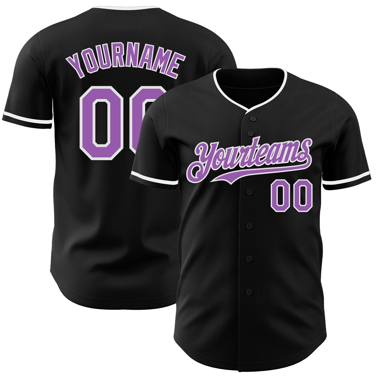 Custom Black Medium Purple-White Authentic Baseball Jersey - Main View