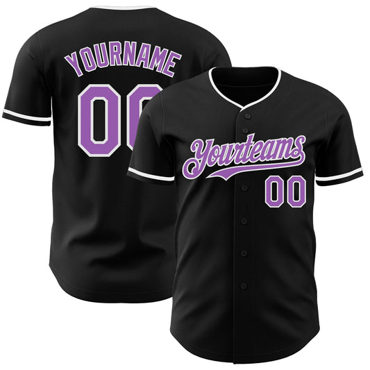 Custom Black Medium Purple-White Authentic Baseball Jersey - Main View