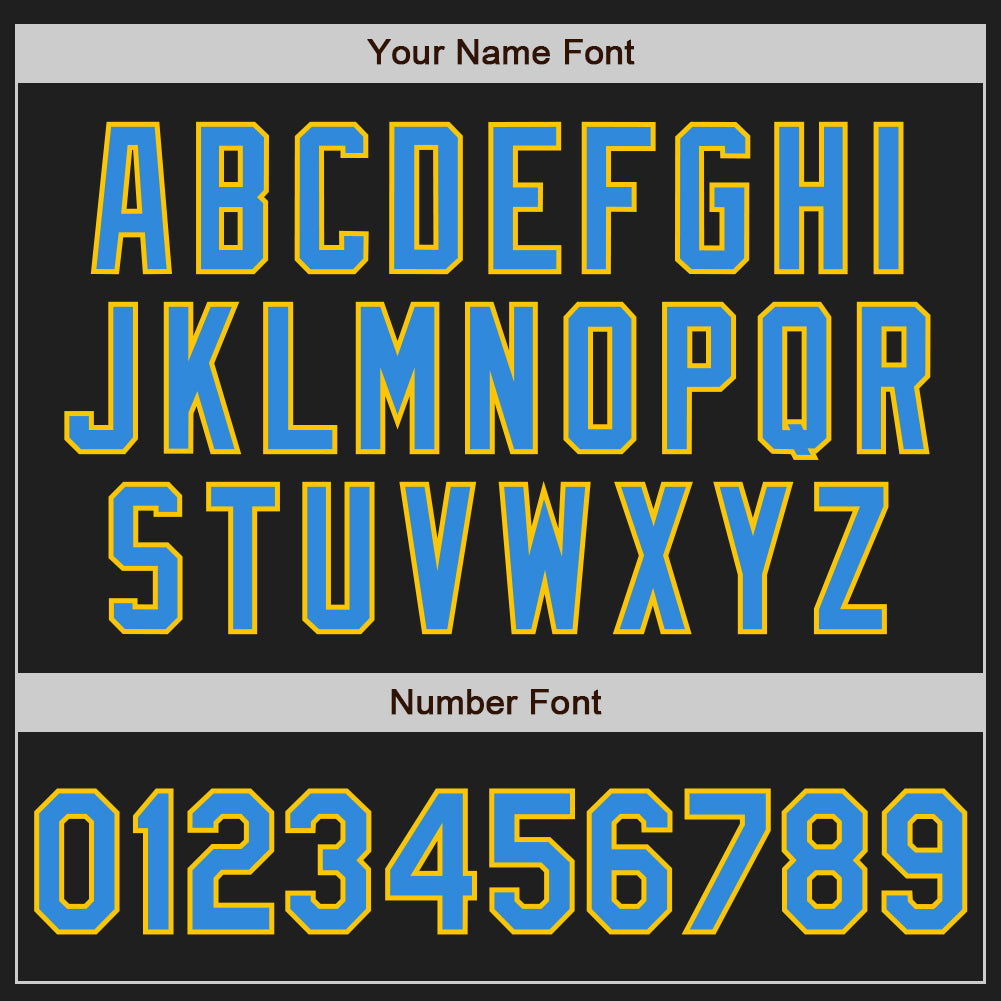 Custom Black Electric Blue-Yellow Authentic Baseball Jersey view 5