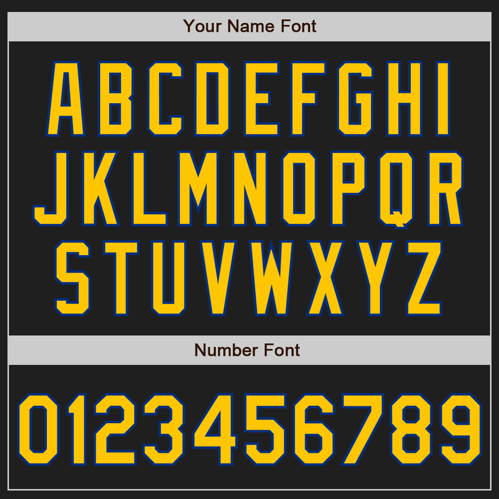 Custom Black Yellow-Royal Authentic Baseball Jersey view 5