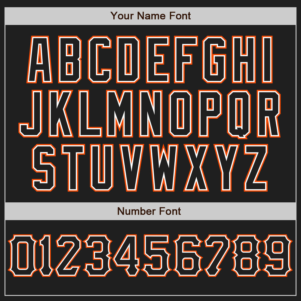 Custom Black White-Orange Authentic Baseball Jersey view 5