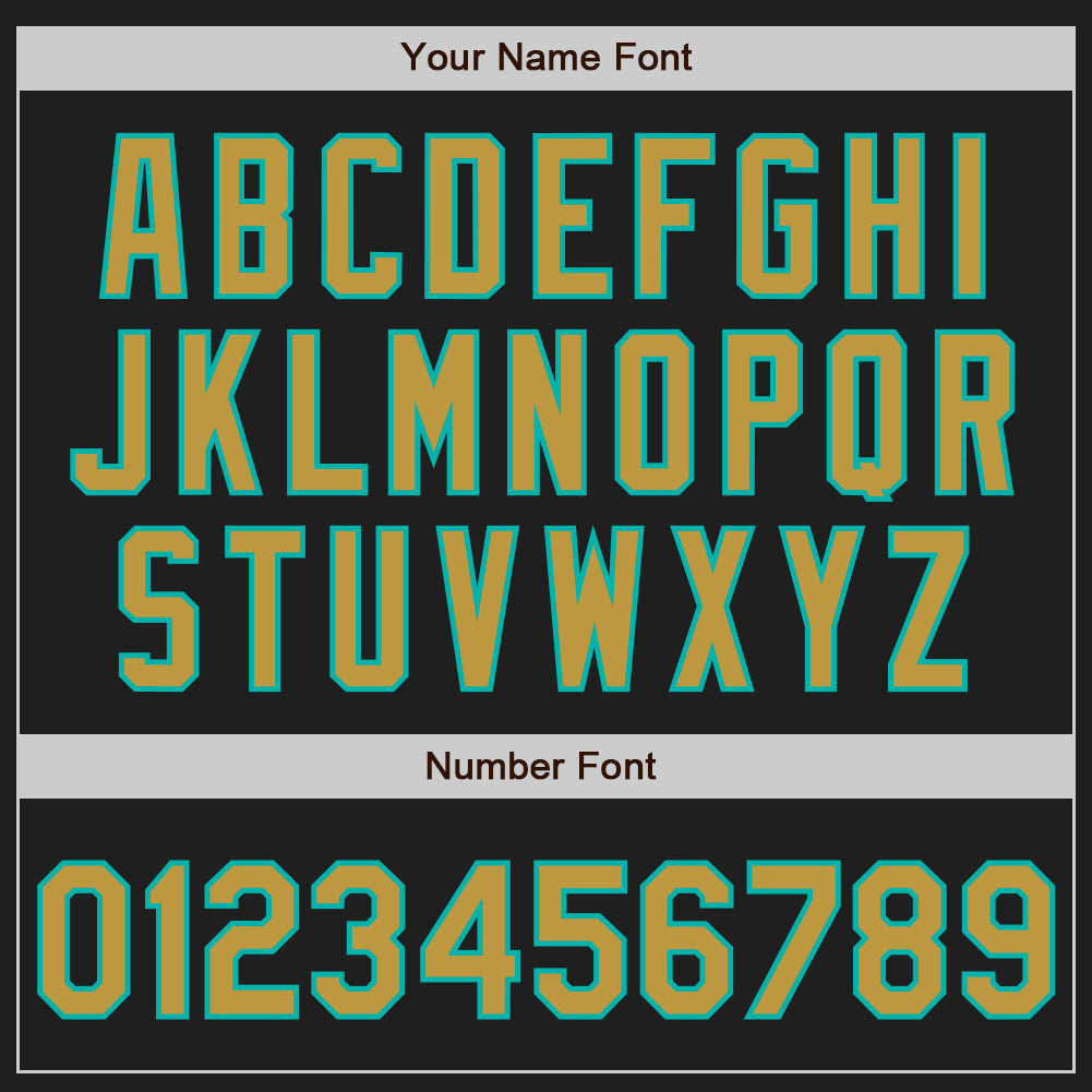 Custom Black Old Gold-Aqua Authentic Baseball Jersey view 5