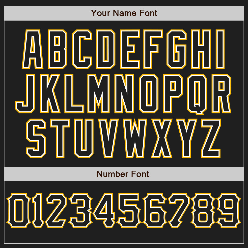 Custom Black White-Gold Authentic Baseball Jersey view 5