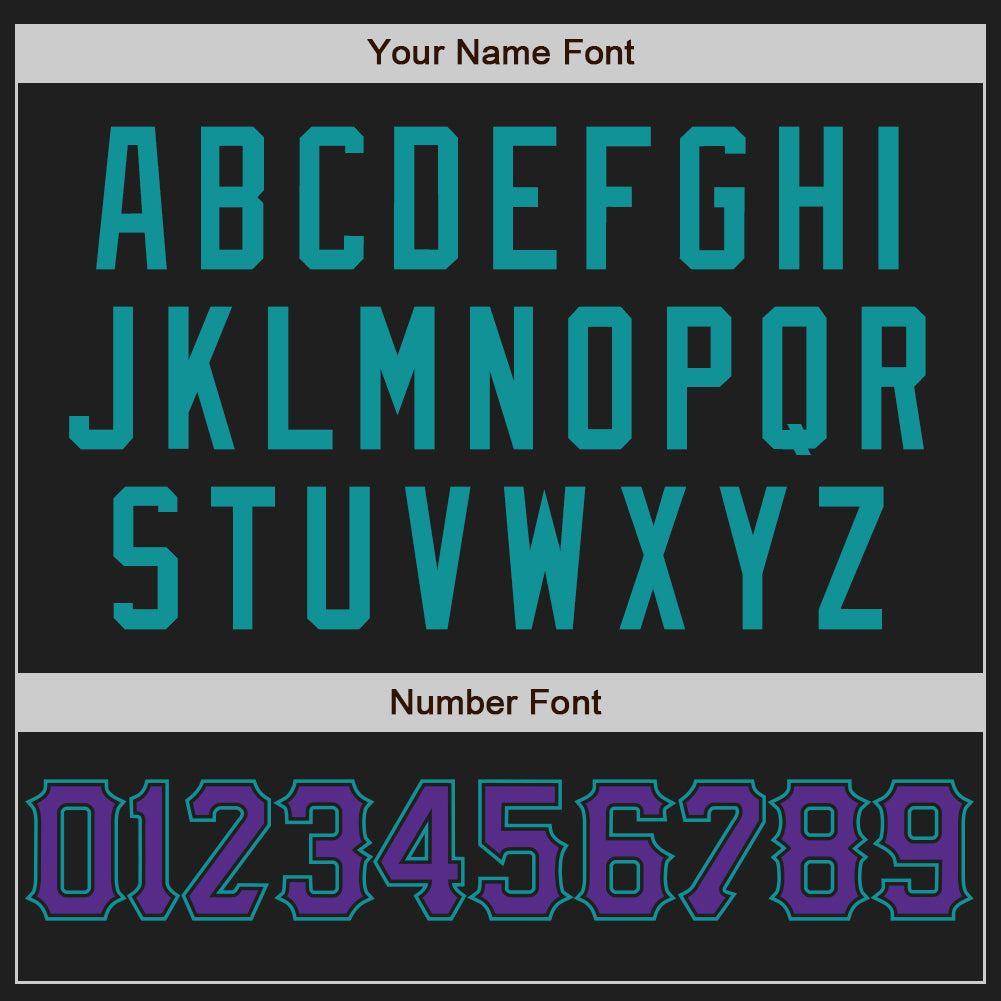 Custom Black Purple-Teal Authentic Baseball Jersey view 5