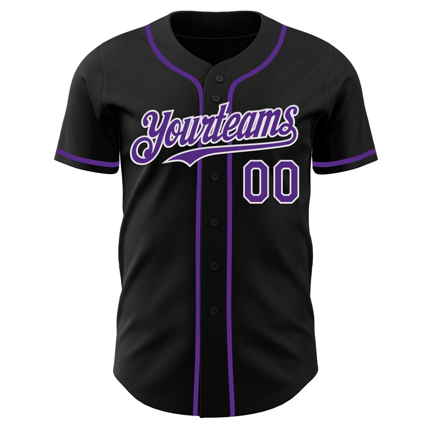 Custom Black Purple-White Authentic Baseball Jersey view 2