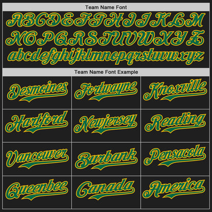 Custom Black Kelly Green-Gold Authentic Baseball Jersey view 4