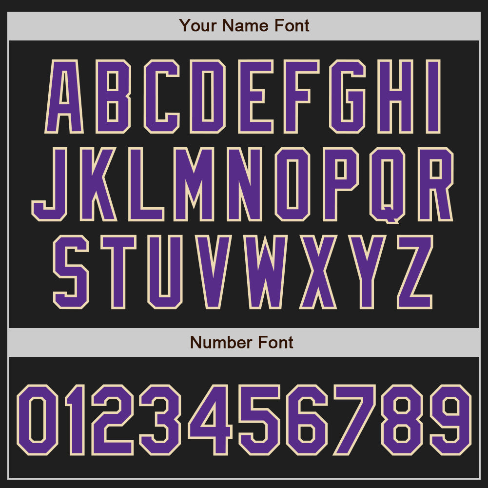 Custom Black Purple-Cream Authentic Baseball Jersey view 5