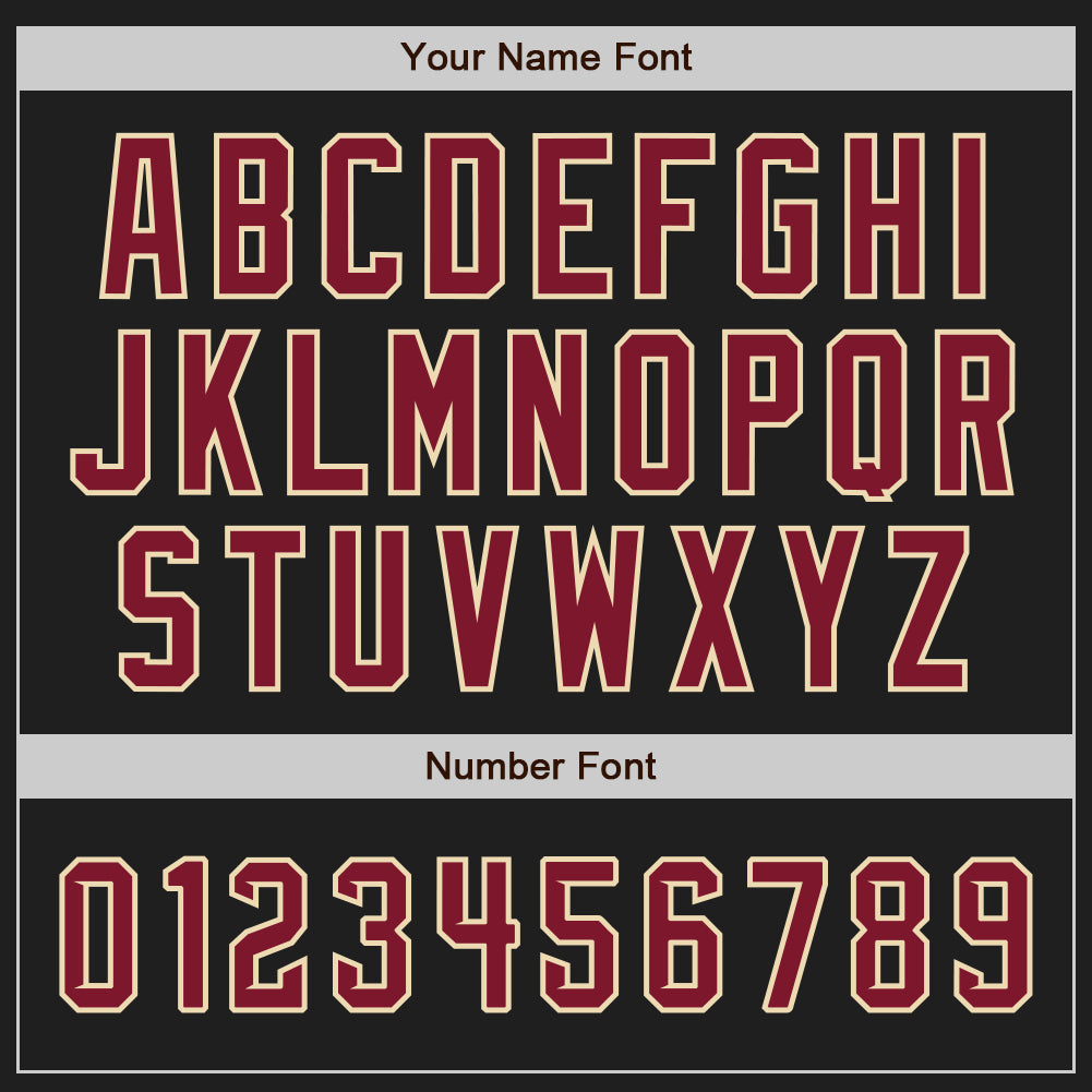 Custom Black Crimson-Cream Authentic Baseball Jersey view 5