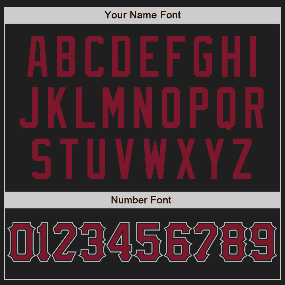 Custom Black Crimson-Gray Authentic Baseball Jersey view 5
