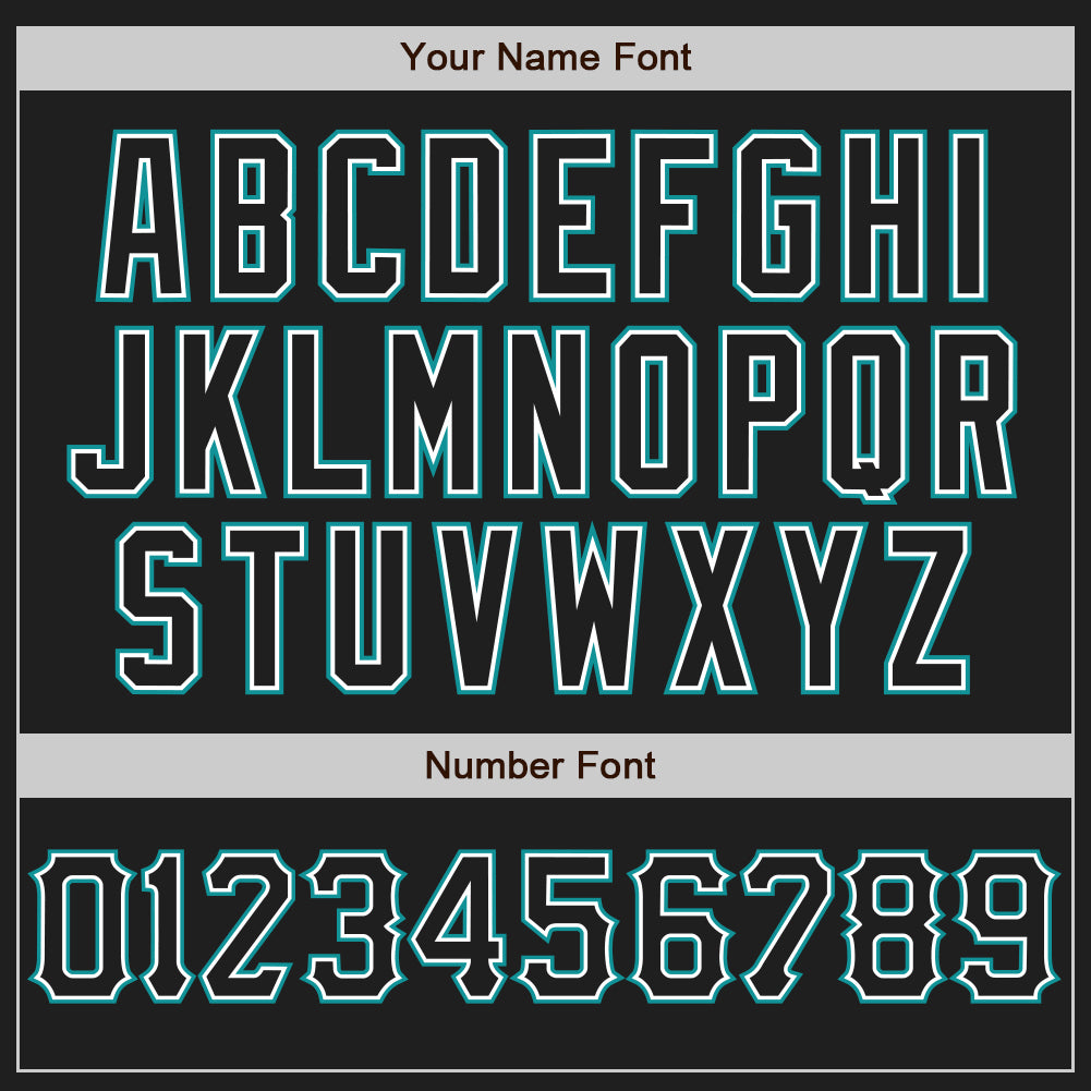 Custom Black White-Teal Authentic Baseball Jersey view 5