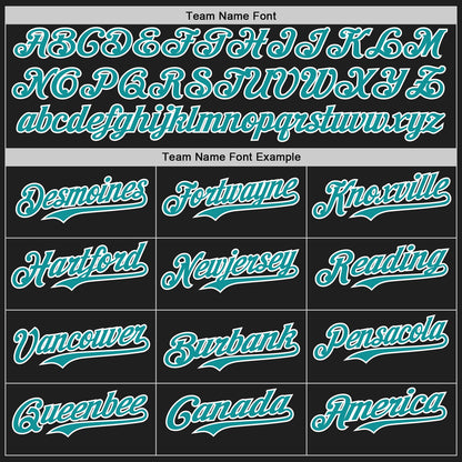 Custom Black Teal-White Authentic Baseball Jersey view 4