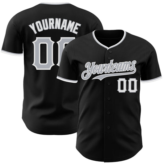 Custom Black Gray-White Authentic Baseball Jersey - Main View