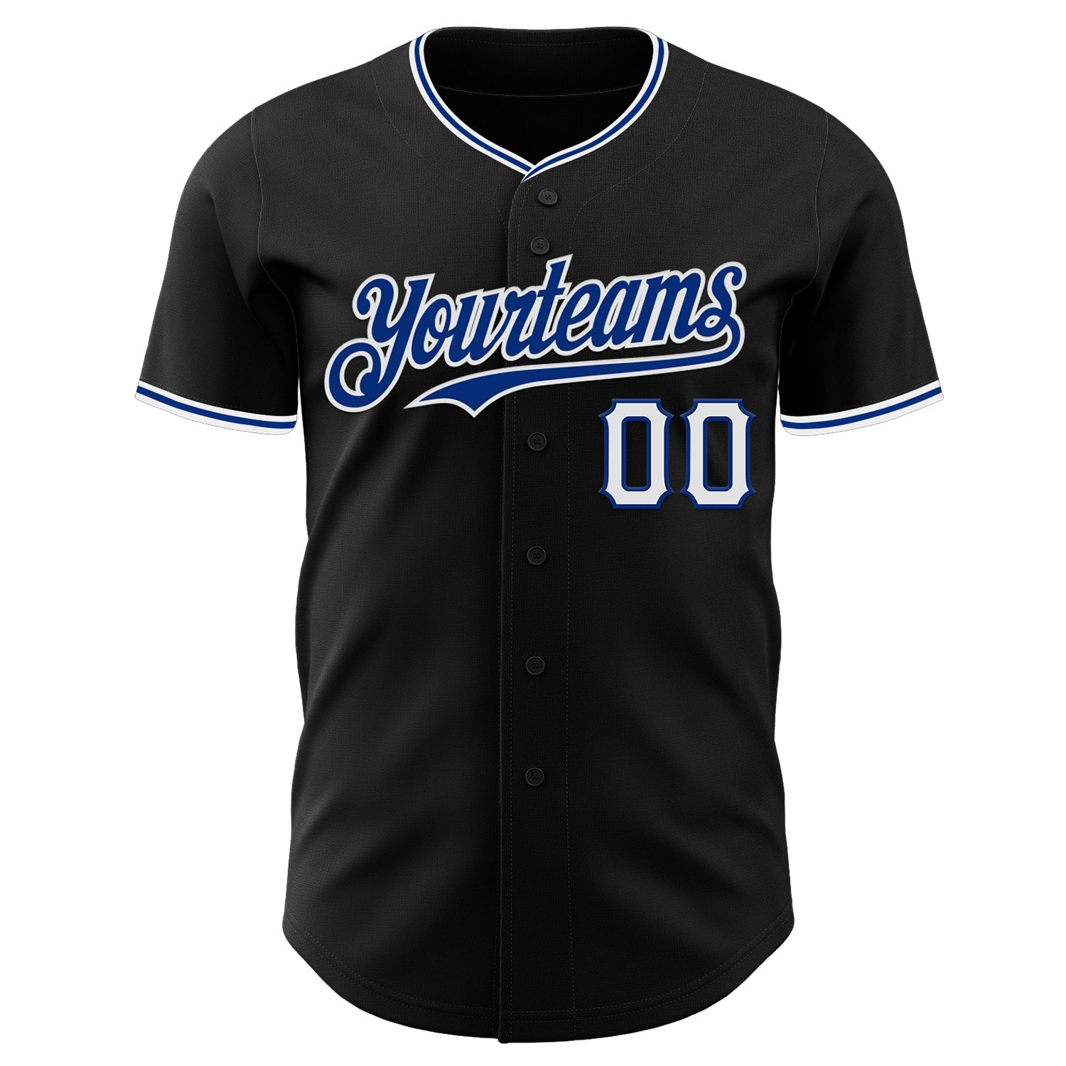 Custom Black Royal-White Authentic Baseball Jersey view 2