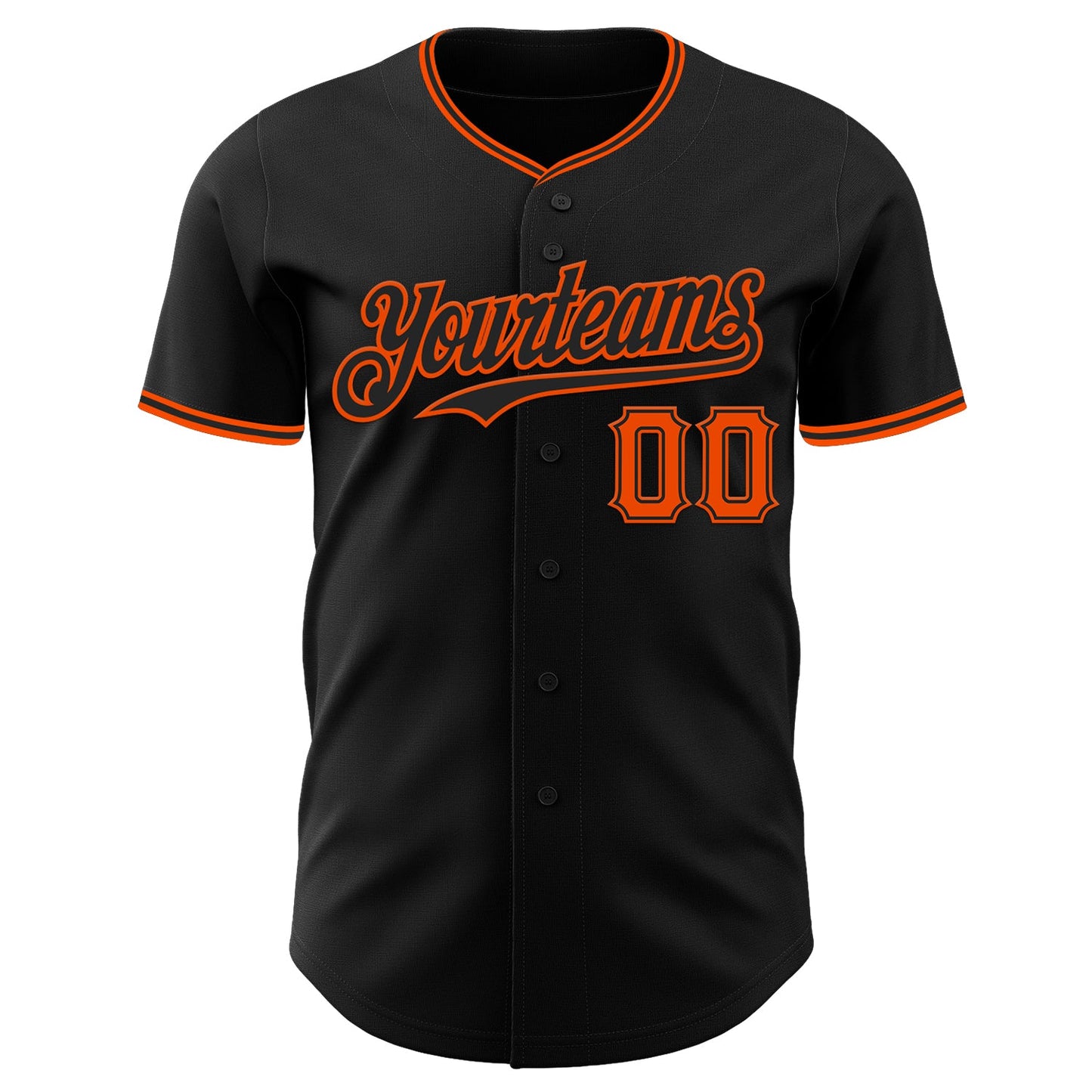 Custom Black Orange Authentic Baseball Jersey view 2