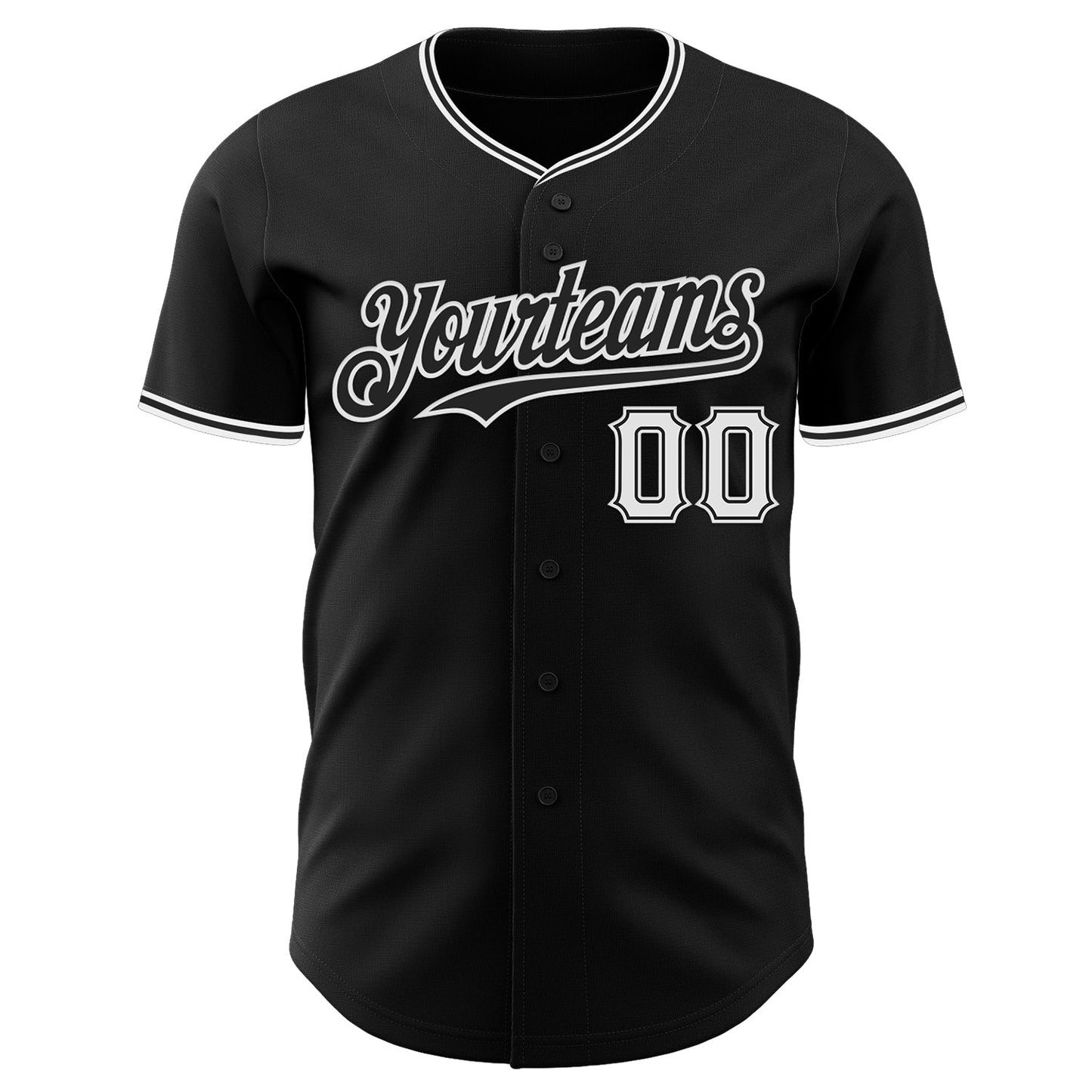 Custom Black White Authentic Baseball Jersey view 2