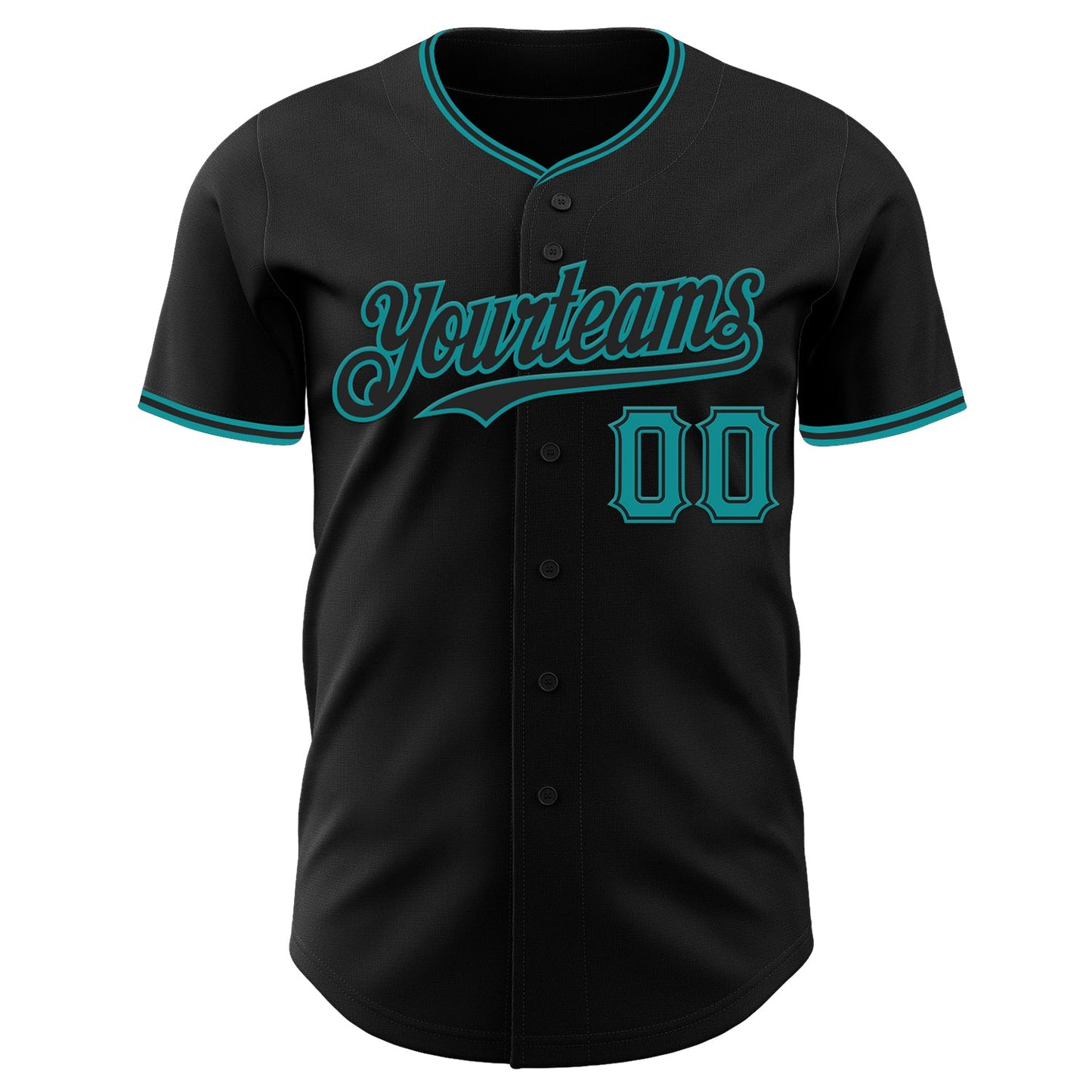 Custom Black Teal Authentic Baseball Jersey view 2