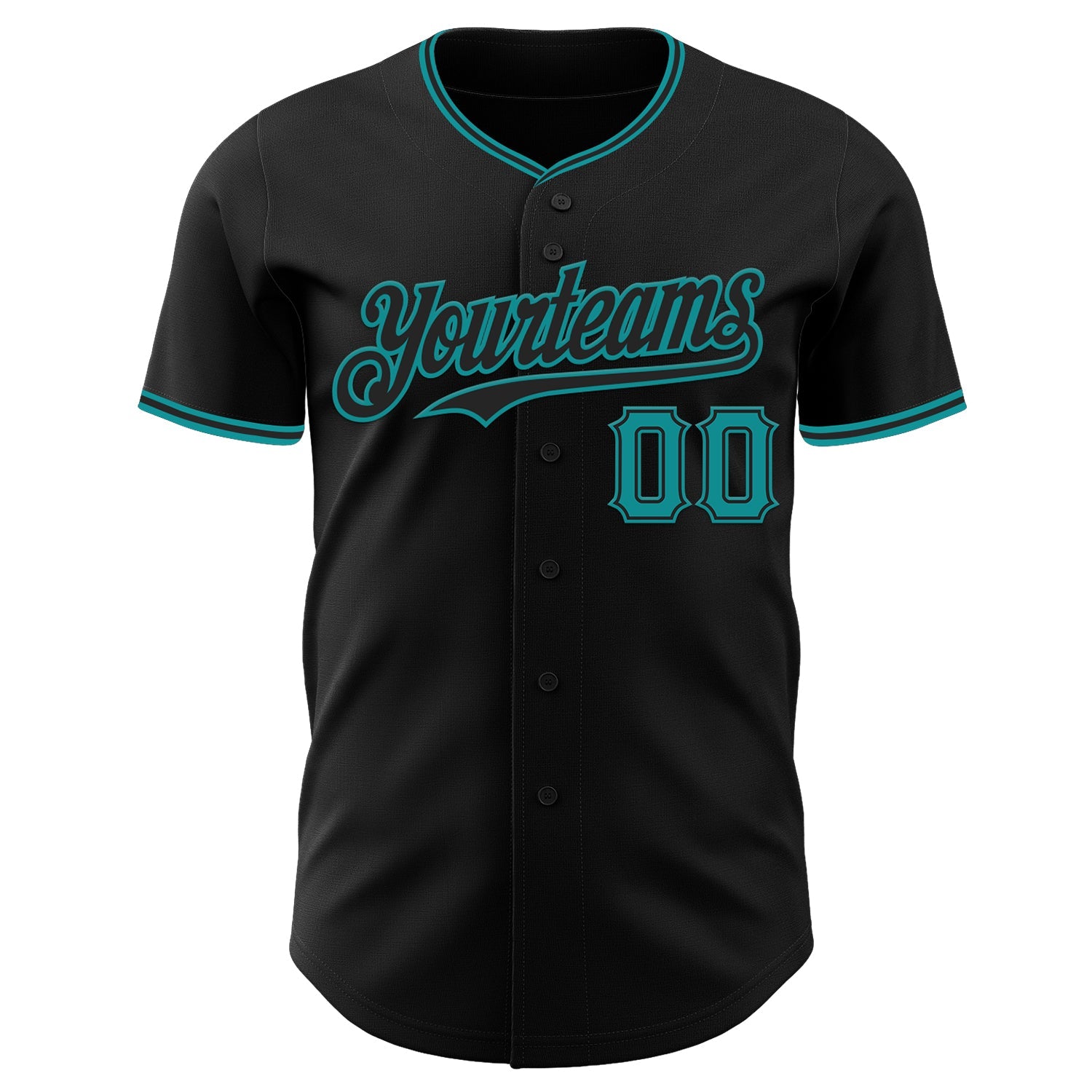 Custom Black Teal Authentic Baseball Jersey view 2