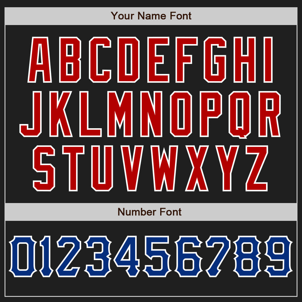 Custom Black Royal Red-White Authentic Baseball Jersey view 5