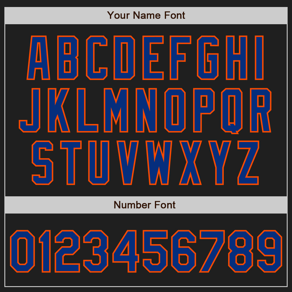 Custom Stitched Black Royal-Orange Baseball Pullover Sweatshirt Hoodie view 4