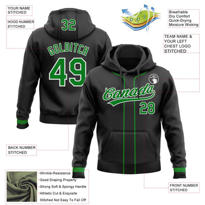 Custom Stitched Black Grass Green-White Baseball Pullover Sweatshirt Hoodie view 2