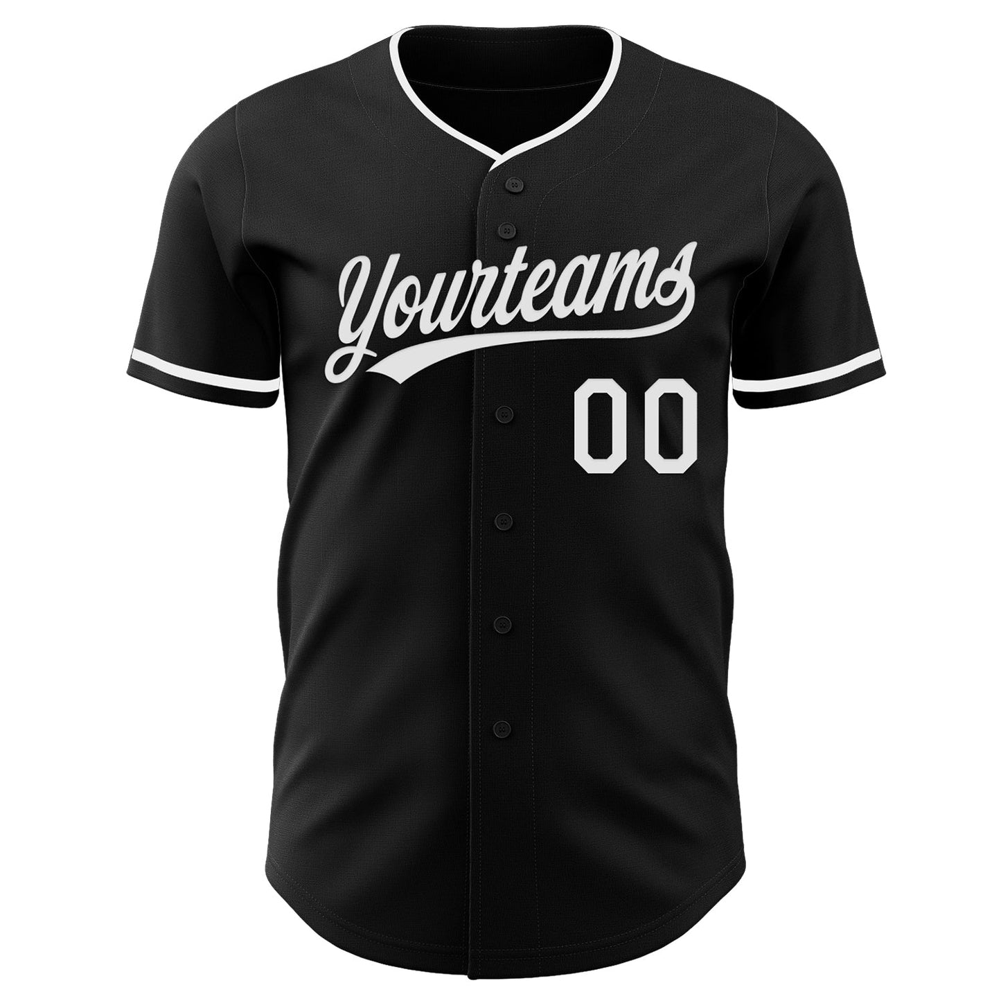 Custom Black White Authentic Baseball Jersey view 2