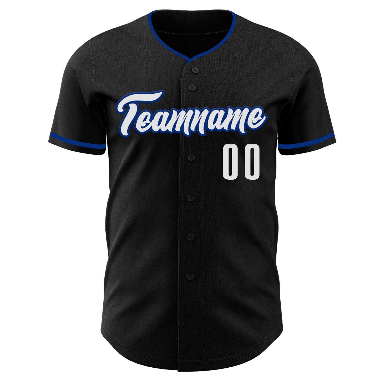 Custom Black White-Royal Authentic Baseball Jersey view 2