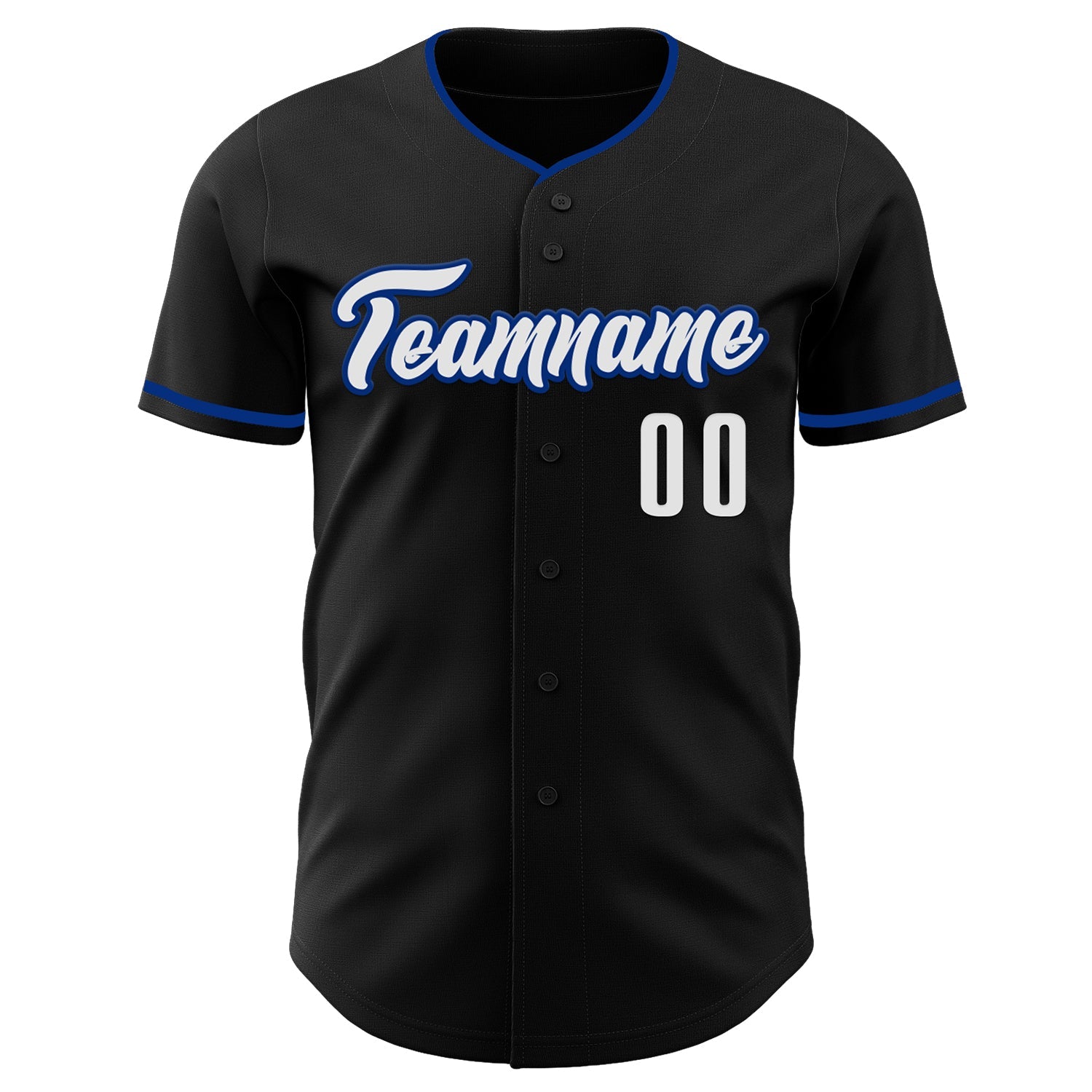 Custom Black White-Royal Authentic Baseball Jersey view 2