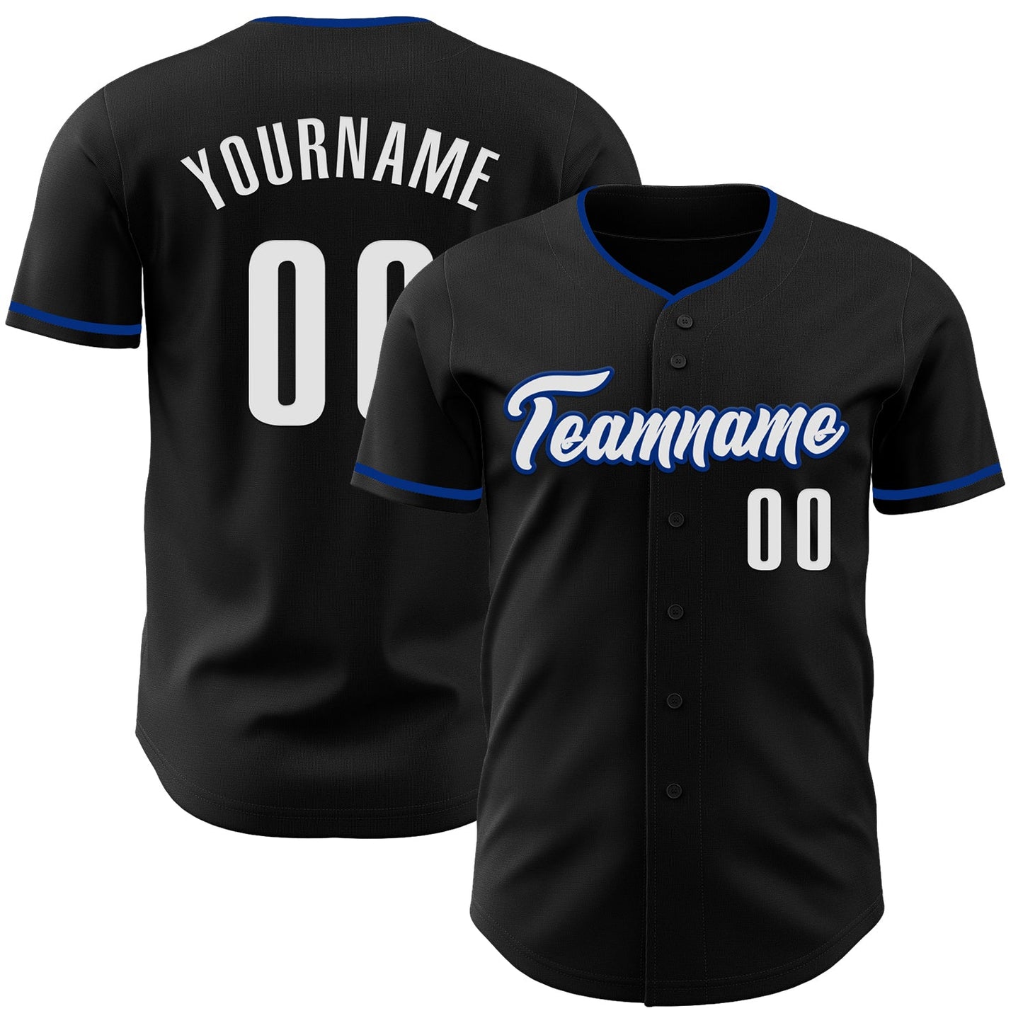 Custom Black White-Royal Authentic Baseball Jersey - Main View