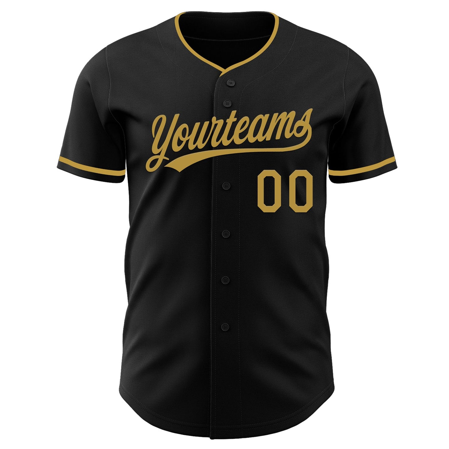 Custom Black Old Gold Authentic Baseball Jersey view 2