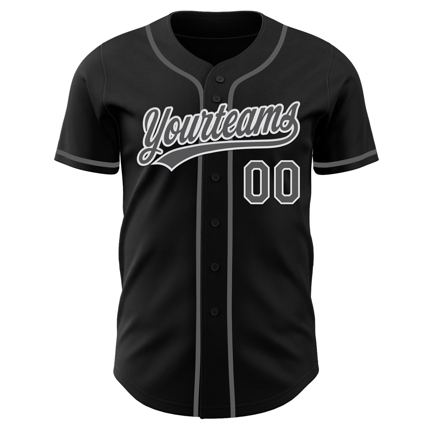 Custom Black Steel Gray-White Authentic Baseball Jersey view 2