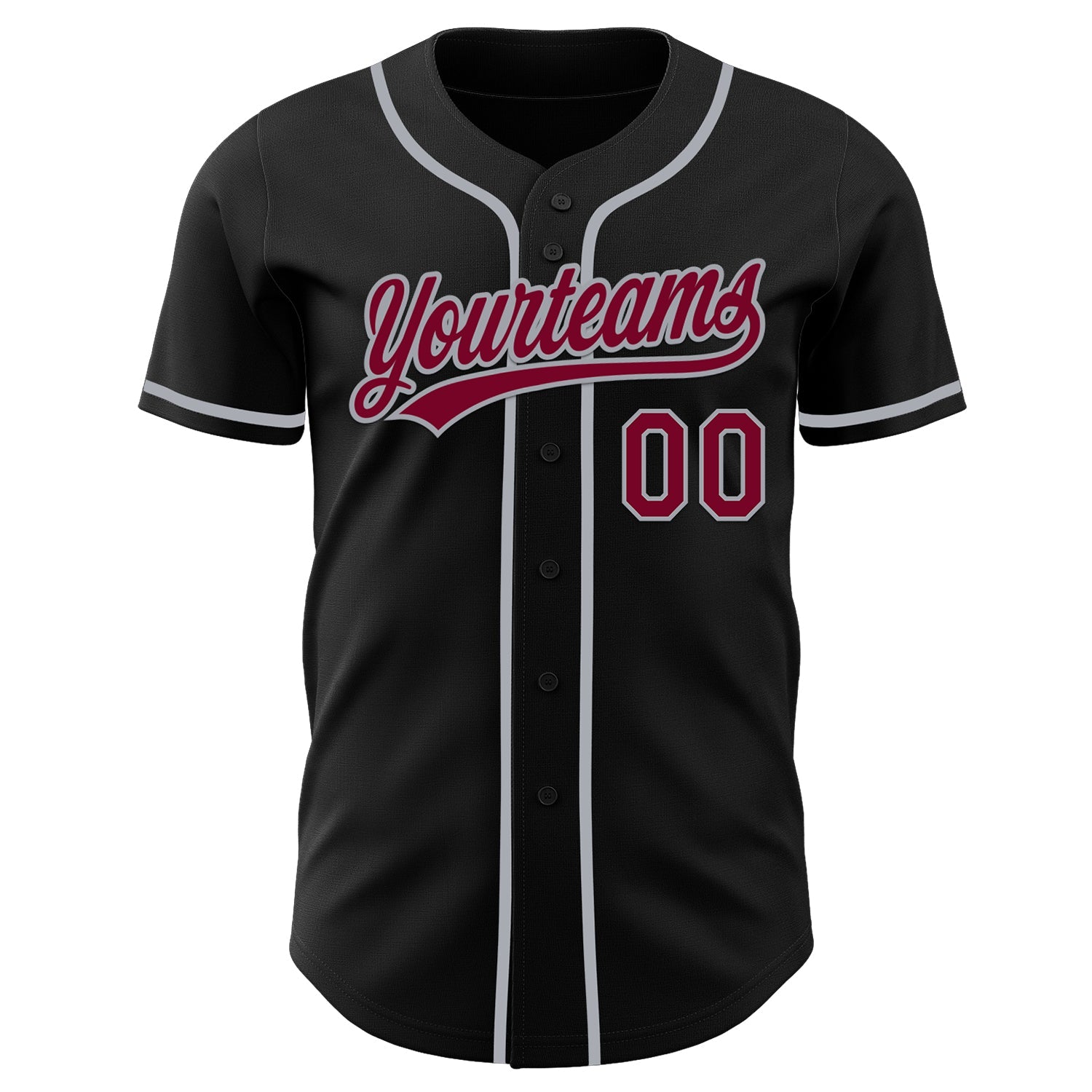 Custom Black Maroon-Gray Authentic Baseball Jersey view 2