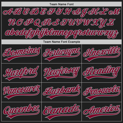 Custom Black Maroon-Gray Authentic Baseball Jersey view 4