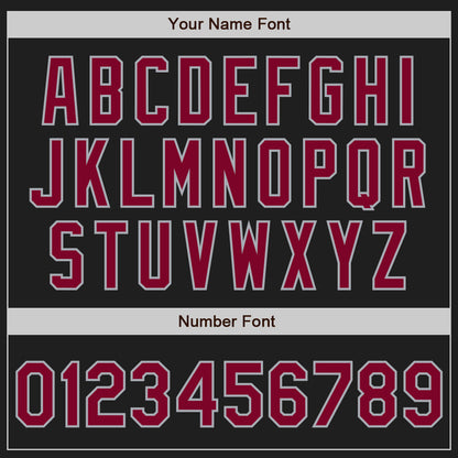 Custom Black Maroon-Gray Authentic Baseball Jersey view 5