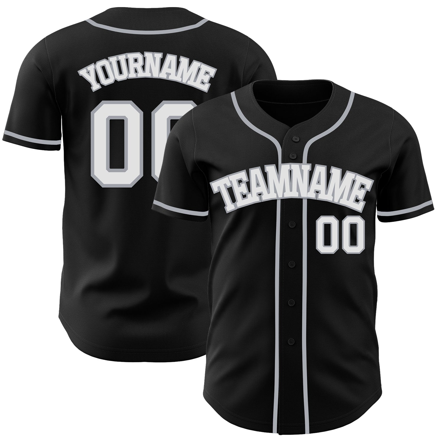 Custom Black White-Gray Authentic Baseball Jersey - Main View