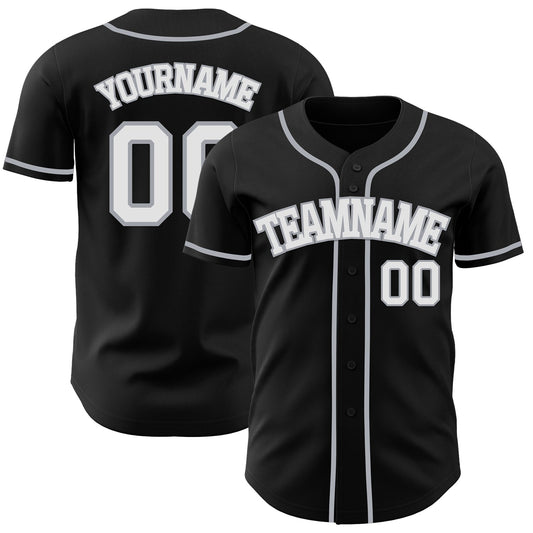 Custom Black White-Gray Authentic Baseball Jersey - Main View
