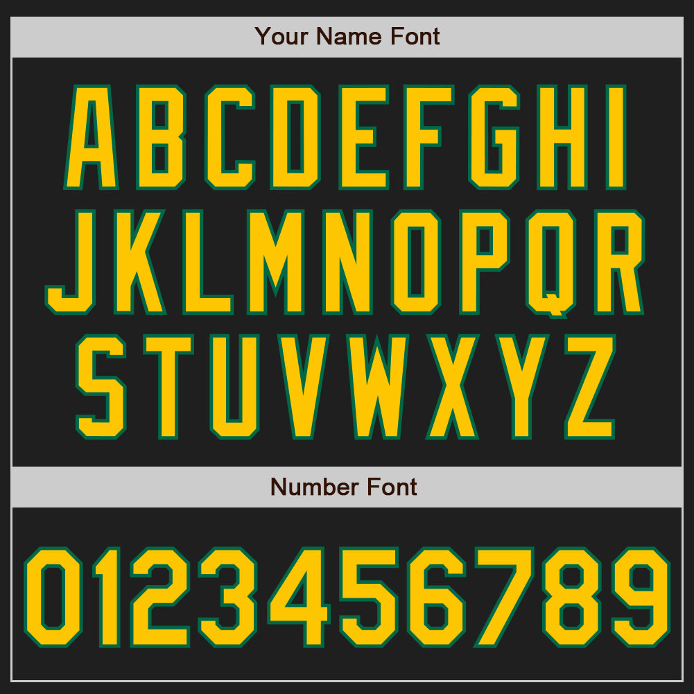 Custom Black Yellow-Kelly Green Authentic Baseball Jersey view 5
