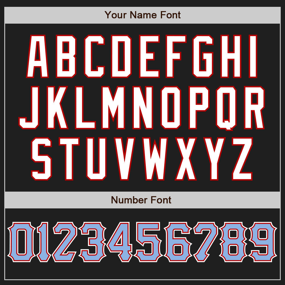 Custom Black Light Blue Red-White Authentic Baseball Jersey view 5