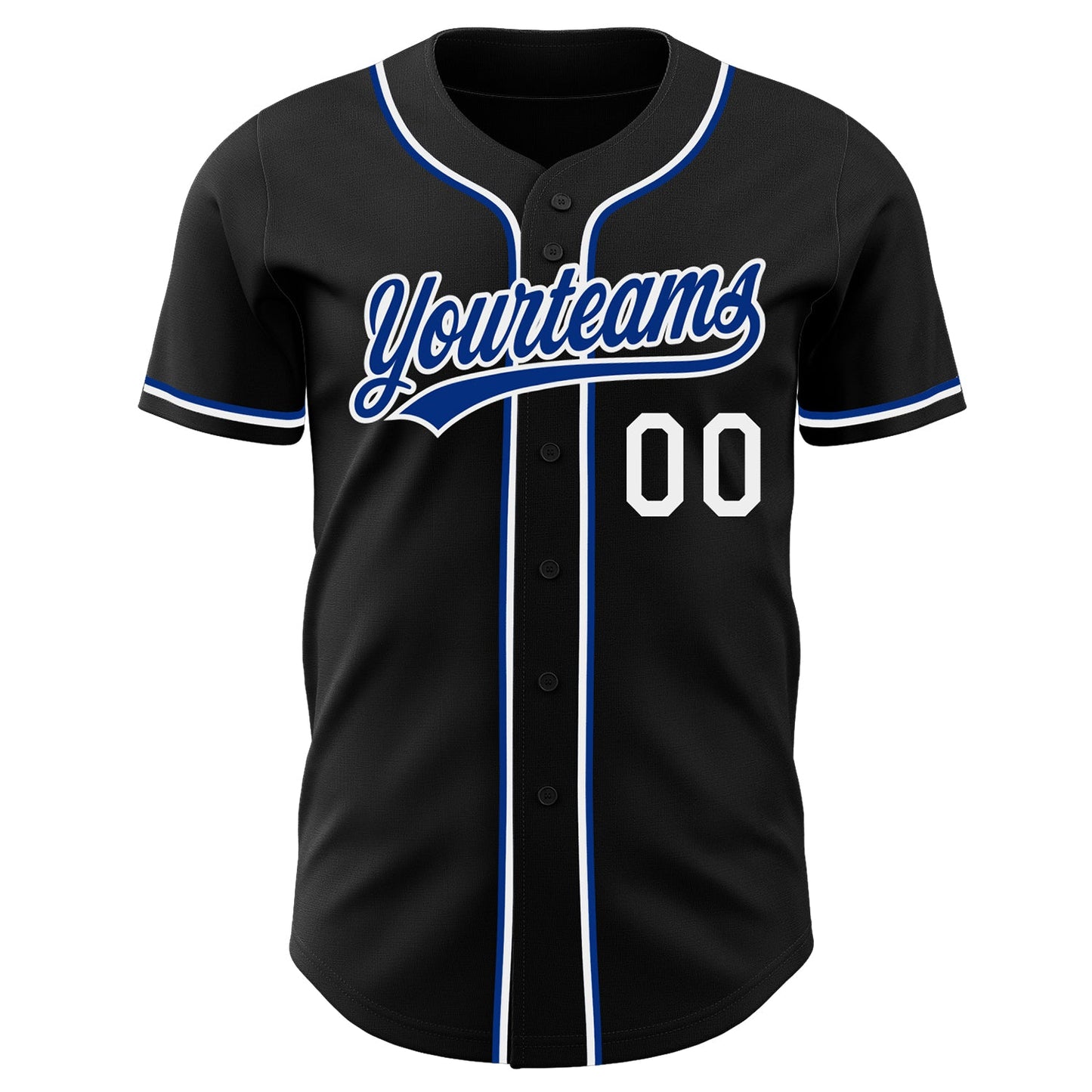 Custom Black White-Royal Authentic Baseball Jersey view 2