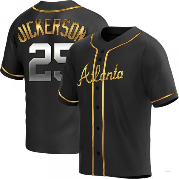 Atlanta Braves #25 Alex Dickerson Black Golden Alternate Stitches Baseball Jerseys - Main View