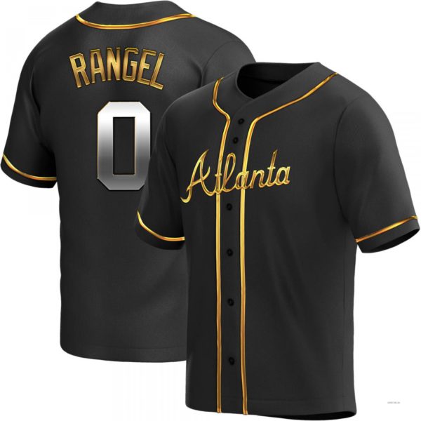 Atlanta Braves #0 Alan Rangel  Black Golden Alternate Jersey Stitches Baseball Jerseys - Main View