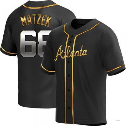 Atlanta Braves #68 Tyler Matzek Black Golden Alternate Jersey Stitches Baseball Jerseys - Main View