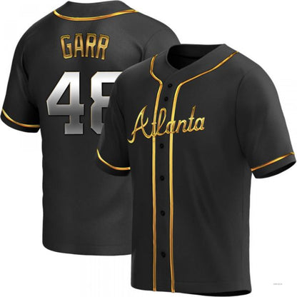 Atlanta Braves #48 Ralph Garr Black Golden Alternate Jersey Stitches Baseball Jerseys - Main View