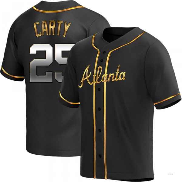 Atlanta Braves #25 Rico Carty Black Golden Alternate Jersey Stitches Baseball Jerseys - Main View
