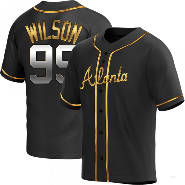 Atlanta Braves #99 Brooks Wilson Black Golden Alternate Jersey Stitches Baseball Jerseys - Main View