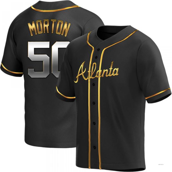Atlanta Braves #50 Charlie Morton Black Golden Alternate Jersey Stitches Baseball Jerseys - Main View