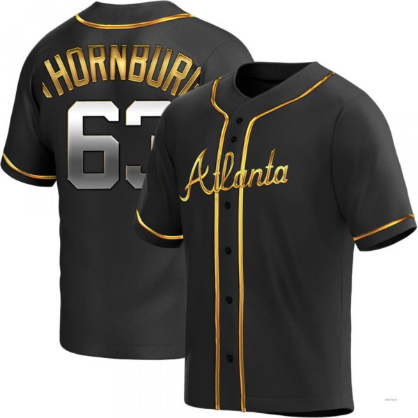 Atlanta Braves #63 Tyler Thornburg Black Golden Alternate Jersey Stitches Baseball Jerseys - Main View