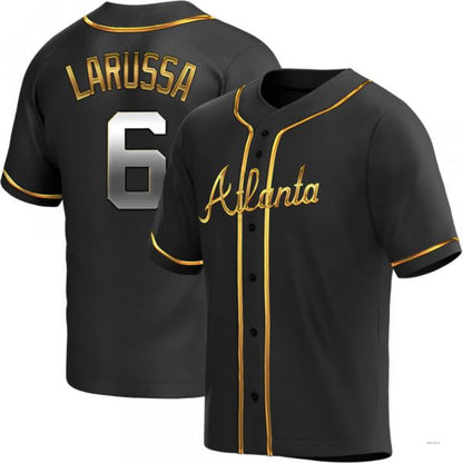 Atlanta Braves #6 Tony Larussa Black Golden Alternate Jersey Stitches Baseball Jerseys - Main View