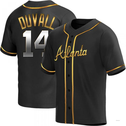 Atlanta Braves #14 Adam Duvall Black Golden Alternate Jersey Stitches Baseball Jerseys - Main View