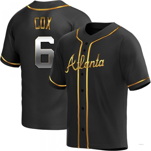 Atlanta Braves #6 Bobby Cox Black Golden Alternate Stitches Baseball Jerseys - Main View