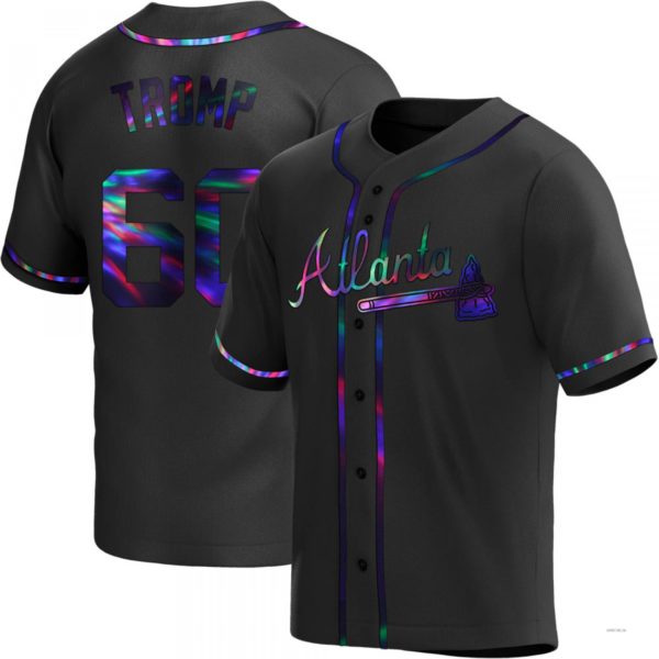 Atlanta Braves #60 Chadwick Tromp Black Holographic Alternate Jersey Stitches Baseball Jerseys - Main View